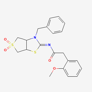 molecular formula C21H22N2O4S2 B12210345 N-[(2E)-3-benzyl-5,5-dioxidotetrahydrothieno[3,4-d][1,3]thiazol-2(3H)-ylidene]-2-(2-methoxyphenyl)acetamide 