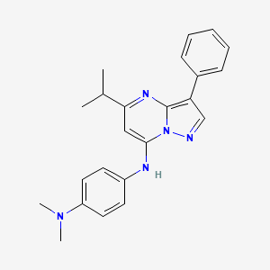molecular formula C23H25N5 B12210352 N,N-dimethyl-N'-[3-phenyl-5-(propan-2-yl)pyrazolo[1,5-a]pyrimidin-7-yl]benzene-1,4-diamine 