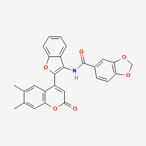 molecular formula C27H19NO6 B12210400 N-[2-(6,7-dimethyl-2-oxo-2H-chromen-4-yl)-1-benzofuran-3-yl]-1,3-benzodioxole-5-carboxamide 