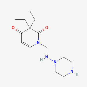 2,4(1H,3H)-Pyridinedione, 3,3-diethyl-1-((1-piperazinylamino)methyl)-