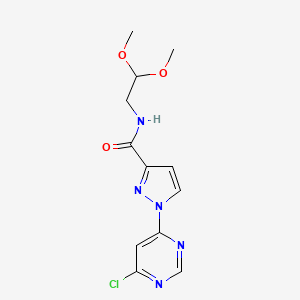 molecular formula C12H14ClN5O3 B12210579 1-(6-chloropyrimidin-4-yl)-N-(2,2-dimethoxyethyl)-1H-pyrazole-3-carboxamide 