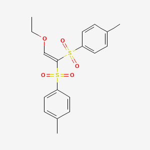molecular formula C18H20O5S2 B12210598 Benzene, 1,1'-[(ethoxyethenylidene)bis(sulfonyl)]bis[4-methyl- CAS No. 65649-94-7