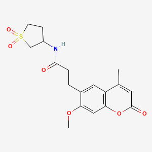 molecular formula C18H21NO6S B12210691 N-(1,1-dioxidotetrahydrothiophen-3-yl)-3-(7-methoxy-4-methyl-2-oxo-2H-chromen-6-yl)propanamide 