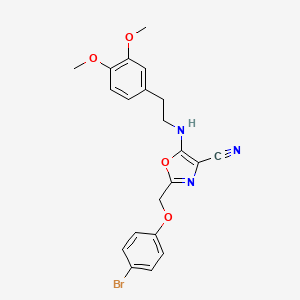 molecular formula C21H20BrN3O4 B1221086 2-[(4-Bromophenoxy)methyl]-5-[2-(3,4-dimethoxyphenyl)ethylamino]-4-oxazolecarbonitrile 