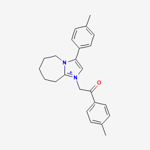 molecular formula C24H27N2O+ B1221090 1-(4-methylphenyl)-2-[3-(4-methylphenyl)-6,7,8,9-tetrahydro-5H-imidazo[1,2-a]azepin-1-ium-1-yl]ethanone 