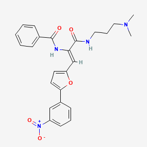 N-[(Z)-3-[3-(dimethylamino)propylamino]-1-[5-(3-nitrophenyl)furan-2-yl]-3-oxoprop-1-en-2-yl]benzamide