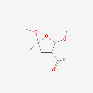 molecular formula C8H14O4 B012211 2,5-Dimethoxy-5-methyloxolane-3-carbaldehyde CAS No. 108307-87-5