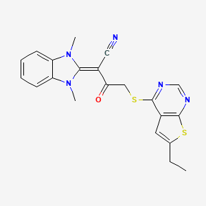 molecular formula C21H19N5OS2 B1221100 2-(1,3-Dimethylbenzimidazol-2-ylidene)-4-(6-ethylthieno[2,3-d]pyrimidin-4-yl)sulfanyl-3-oxobutanenitrile 