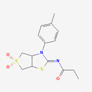 molecular formula C15H18N2O3S2 B12211032 N-[(2Z)-3-(4-methylphenyl)-5,5-dioxidotetrahydrothieno[3,4-d][1,3]thiazol-2(3H)-ylidene]propanamide 