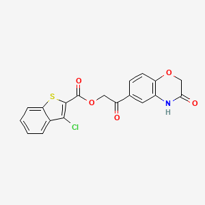molecular formula C19H12ClNO5S B1221105 3-chloro-1-benzothiophene-2-carboxylic acid [2-oxo-2-(3-oxo-4H-1,4-benzoxazin-6-yl)ethyl] ester 