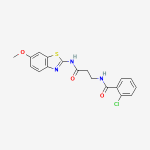 2-chloro-N-[3-[(6-methoxy-1,3-benzothiazol-2-yl)amino]-3-oxopropyl]benzamide