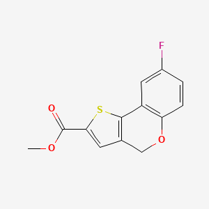 molecular formula C13H9FO3S B1221111 8-fluoro-4H-thieno[3,2-c][1]benzopyran-2-carboxylic acid methyl ester 