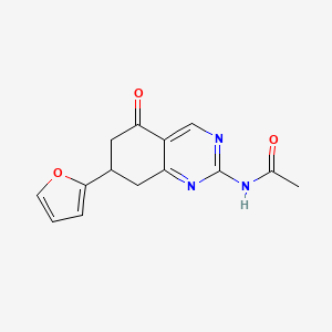 molecular formula C14H13N3O3 B1221117 N-[7-(2-furanyl)-5-oxo-7,8-dihydro-6H-quinazolin-2-yl]acetamide 
