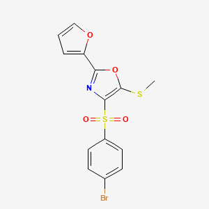 4-(4-Bromophenyl)sulfonyl-2-(2-furanyl)-5-(methylthio)oxazole