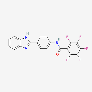 molecular formula C20H10F5N3O B1221119 N-[4-(1H-benzimidazol-2-yl)phenyl]-2,3,4,5,6-pentafluorobenzamide 