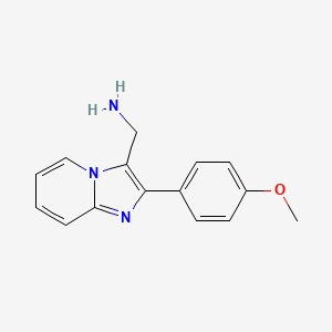 molecular formula C15H15N3O B12211190 Imidazo[1,2-a]pyridine-3-methanamine, 2-(4-methoxyphenyl)- CAS No. 725253-24-7