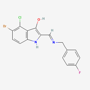 molecular formula C16H11BrClFN2O B1221122 5-bromo-4-chloro-2-[[(4-fluorophenyl)methylamino]methylidene]-1H-indol-3-one 