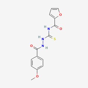 molecular formula C14H13N3O4S B1221130 N~2~-{[2-(4-METHOXYBENZOYL)HYDRAZINO]CARBOTHIOYL}-2-FURAMIDE 