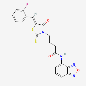 molecular formula C20H15FN4O3S2 B12211343 N-(2,1,3-benzoxadiazol-4-yl)-4-[(5Z)-5-(2-fluorobenzylidene)-4-oxo-2-thioxo-1,3-thiazolidin-3-yl]butanamide 