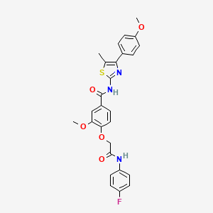 molecular formula C27H24FN3O5S B1221143 4-[2-(4-fluoroanilino)-2-oxoethoxy]-3-methoxy-N-[4-(4-methoxyphenyl)-5-methyl-2-thiazolyl]benzamide 