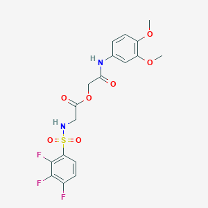 molecular formula C18H17F3N2O7S B1221144 2-[(2,3,4-Trifluorophenyl)sulfonylamino]acetic acid [2-(3,4-dimethoxyanilino)-2-oxoethyl] ester 
