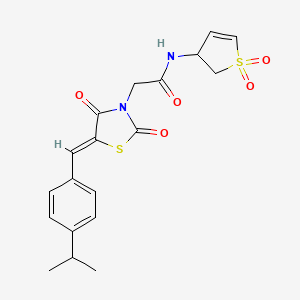 molecular formula C19H20N2O5S2 B12211555 N-(1,1-dioxo-2,3-dihydrothiophen-3-yl)-2-[(5Z)-2,4-dioxo-5-[(4-propan-2-ylphenyl)methylidene]-1,3-thiazolidin-3-yl]acetamide 