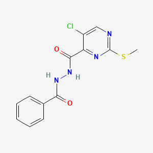 molecular formula C13H11ClN4O2S B12211576 5-chloro-2-(methylsulfanyl)-N'-(phenylcarbonyl)pyrimidine-4-carbohydrazide 