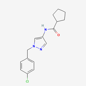 molecular formula C16H18ClN3O B1221160 N-[1-[(4-chlorophenyl)methyl]-4-pyrazolyl]cyclopentanecarboxamide 