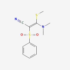 molecular formula C12H14N2O2S2 B12211637 2-Benzenesulfonyl-3-dimethylamino-3-methylsulfanyl-acrylonitrile 