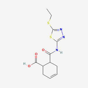 molecular formula C12H15N3O3S2 B1221167 6-[[[5-(Ethylthio)-1,3,4-thiadiazol-2-yl]amino]-oxomethyl]-1-cyclohex-3-enecarboxylic acid 