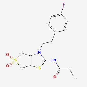 molecular formula C16H19FN2O3S2 B12211692 N-[(2Z)-3-[2-(4-fluorophenyl)ethyl]-5,5-dioxidotetrahydrothieno[3,4-d][1,3]thiazol-2(3H)-ylidene]propanamide 