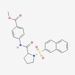molecular formula C23H22N2O5S B12211701 Methyl 4-{[1-(naphthalen-2-ylsulfonyl)prolyl]amino}benzoate 