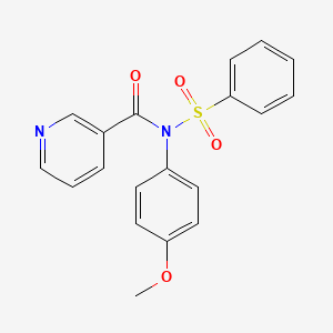molecular formula C19H16N2O4S B1221171 N-(benzenesulfonyl)-N-(4-methoxyphenyl)-3-pyridinecarboxamide 