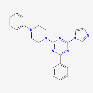 molecular formula C22H21N7 B1221173 2-(1-Imidazolyl)-4-phenyl-6-(4-phenyl-1-piperazinyl)-1,3,5-triazine 