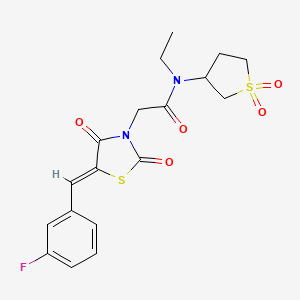 molecular formula C18H19FN2O5S2 B12211740 N-(1,1-dioxidotetrahydrothiophen-3-yl)-N-ethyl-2-[(5Z)-5-(3-fluorobenzylidene)-2,4-dioxo-1,3-thiazolidin-3-yl]acetamide 