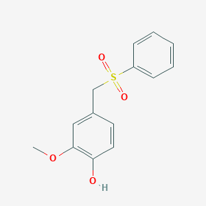 molecular formula C14H14O4S B12211741 Phenol, 2-methoxy-4-[(phenylsulfonyl)methyl]- CAS No. 59770-86-4