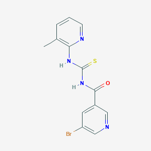 molecular formula C13H11BrN4OS B1221175 5-bromo-N-[[(3-methyl-2-pyridinyl)amino]-sulfanylidenemethyl]-3-pyridinecarboxamide 