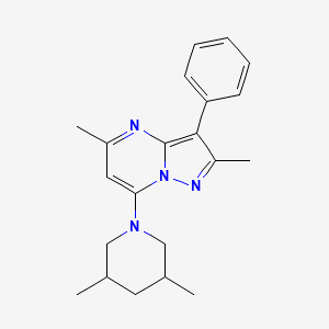 molecular formula C21H26N4 B12211768 7-(3,5-Dimethylpiperidin-1-yl)-2,5-dimethyl-3-phenylpyrazolo[1,5-a]pyrimidine 