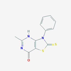 molecular formula C12H9N3OS2 B122119 5-Methyl-3-phenyl-2-thioxo-2,3-dihydro[1,3]thiazolo[4,5-d]pyrimidin-7(6H)-one CAS No. 141622-32-4