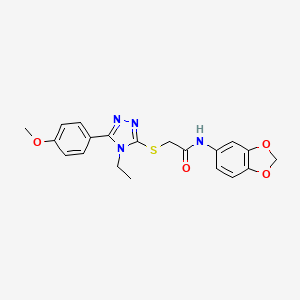 molecular formula C20H20N4O4S B12211951 N-(1,3-benzodioxol-5-yl)-2-{[4-ethyl-5-(4-methoxyphenyl)-4H-1,2,4-triazol-3-yl]sulfanyl}acetamide 