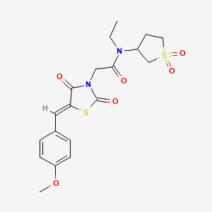 molecular formula C19H22N2O6S2 B12211975 N-(1,1-dioxidotetrahydrothiophen-3-yl)-N-ethyl-2-[(5Z)-5-(4-methoxybenzylidene)-2,4-dioxo-1,3-thiazolidin-3-yl]acetamide 