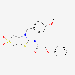 molecular formula C21H22N2O5S2 B12212065 N-[(2Z)-3-(4-methoxybenzyl)-5,5-dioxidotetrahydrothieno[3,4-d][1,3]thiazol-2(3H)-ylidene]-2-phenoxyacetamide 