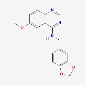 B1221208 N-(1,3-benzodioxol-5-ylmethyl)-6-methoxy-4-quinazolinamine CAS No. 150450-42-3