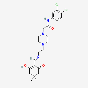 molecular formula C23H30Cl2N4O3 B12212205 N-(3,4-dichlorophenyl)-2-[4-(2-{[(4,4-dimethyl-2,6-dioxocyclohexylidene)methyl]amino}ethyl)piperazinyl]acetamide 
