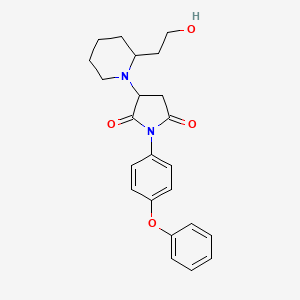 molecular formula C23H26N2O4 B12212217 3-[2-(2-Hydroxyethyl)piperidin-1-yl]-1-(4-phenoxyphenyl)pyrrolidine-2,5-dione 