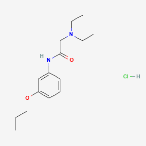 molecular formula C15H25ClN2O2 B1221227 Acetamide, 2-(diethylamino)-N-(3-propoxyphenyl)-, monohydrochloride CAS No. 41240-94-2