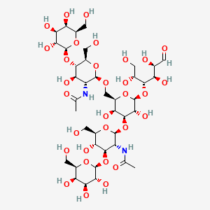 molecular formula C40H68N2O31 B1221266 Gal(b1-3)GlcNAc(b1-3)[Gal(b1-4)GlcNAc(b1-6)]Gal(b1-4)aldehydo-Glc CAS No. 64003-51-6