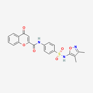 molecular formula C21H17N3O6S B12212664 N-{4-[(3,4-dimethyl-1,2-oxazol-5-yl)sulfamoyl]phenyl}-4-oxo-4H-chromene-2-carboxamide 
