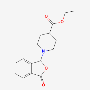 molecular formula C16H19NO4 B12212734 Ethyl 1-(3-oxo-1,3-dihydro-2-benzofuran-1-yl)piperidine-4-carboxylate 
