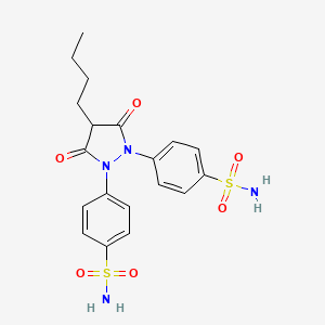 molecular formula C19H22N4O6S2 B1221275 1,2-Di-(4-sulfamidophenyl)-4-butylpyrazolidine-3,5-dione CAS No. 2603-23-8